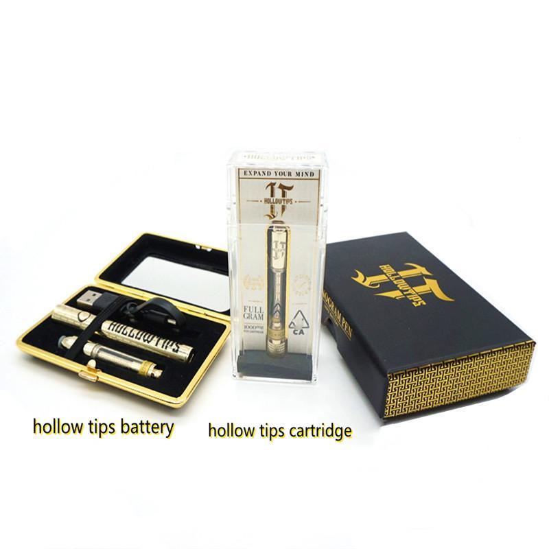 

2021 Hollowtips Carts vape cartridge with packaging Atomizer 1ml Cart Ceramic Cartridges holographic Retail Display Plastic Case Gold Empty 510 Thread