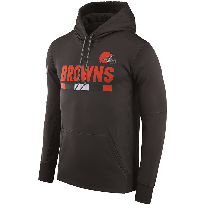 

Men's Cleveland American Football Sweatshirt Browns Brown Sideline Thermafit Sportswear Performance Po Oversized Hoodie, Black