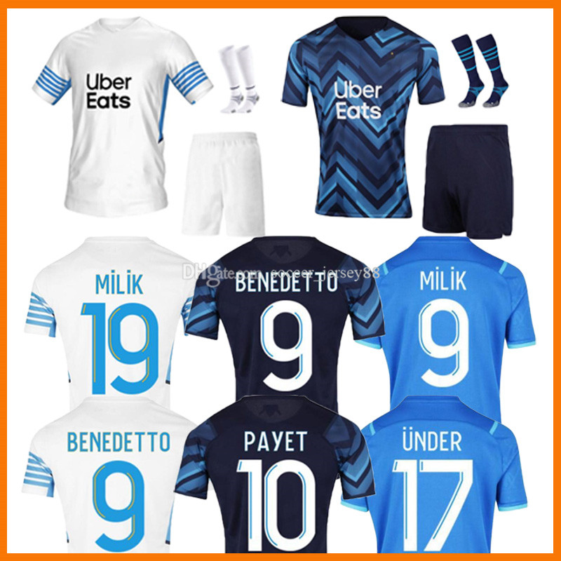 

21 22 THAUVIN PAYET MILIK soccer jerseys fan player version home away third MarsEille maillot foot BENEDETTO KAMARA Olympique De uniforms ki, Black;yellow