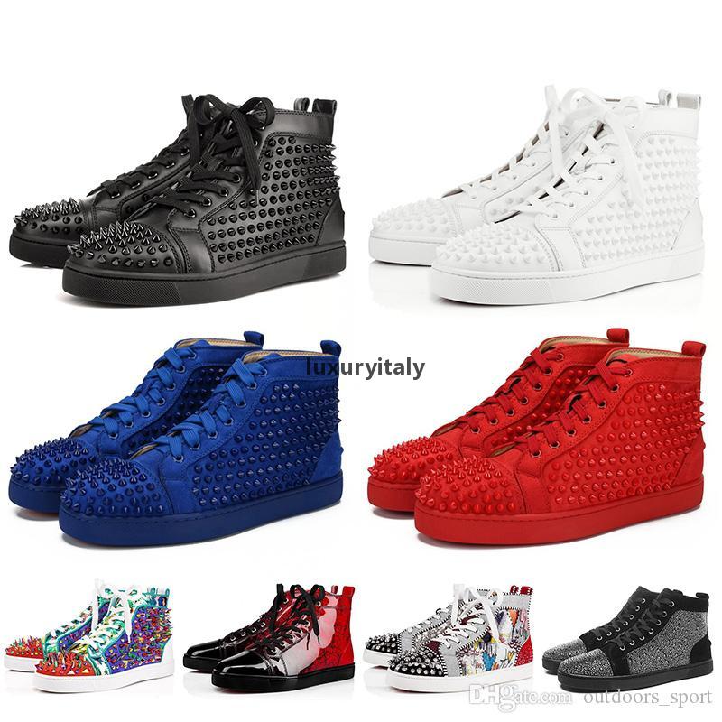 

2019 New Designer Red Bottoms Casual Shoes Spikes Roller Boat Mens Women Suede Spike Shoes Crystal Leather djU Size 5 14 LOUBOUTIN CHRISTIAN, Blue