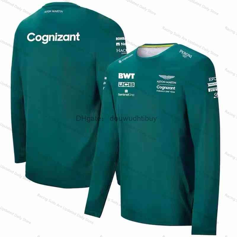 

2021 Official Website Aston Martin T shirt Long Sleeve Racing Fan F1 Racing Shirt Outdoor MOTO Motocross Racing Suit T-shirts, White;black