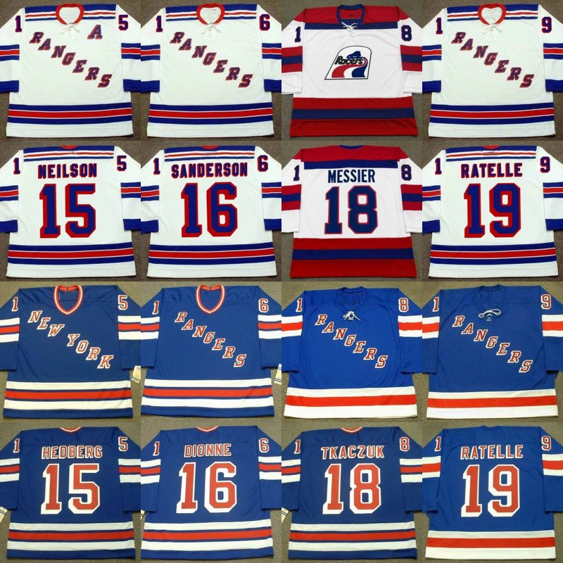 

New York Rangers Retro Jerseys ANDERS HEDBERG DEREK SANDERSON MARCEL DIONNE PAT LAFONTAINE ROD SEILING SEAN AVERY MARK MESSIER WALT TKACZUK, Black;red
