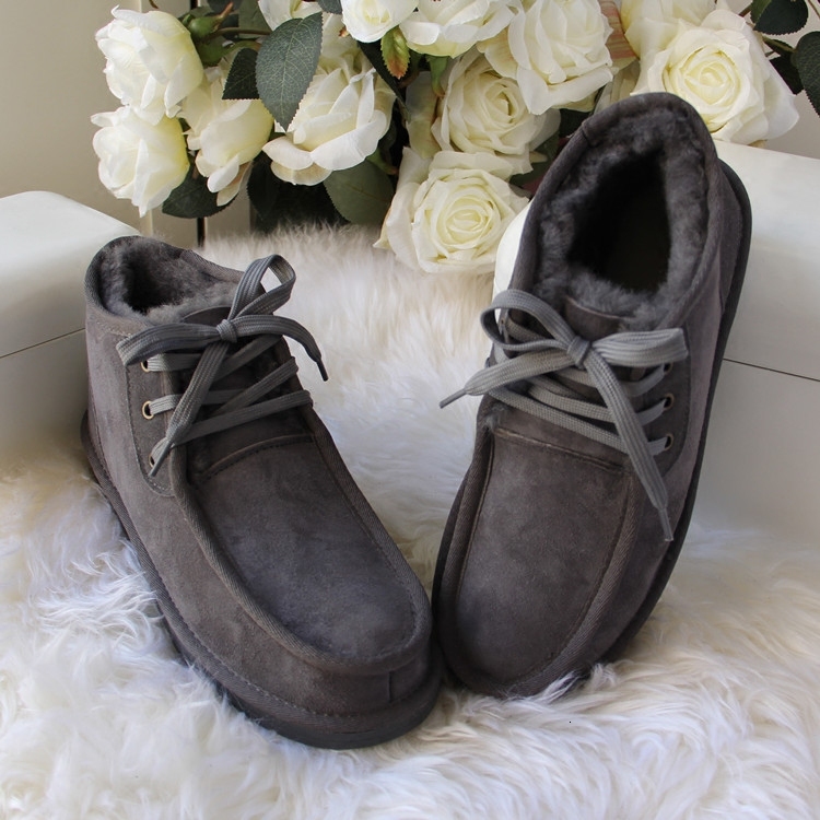 

boots men's fashions genuine sheepskin boots snow winter 100% natural warm woolen skin male ankle 8nra, Black