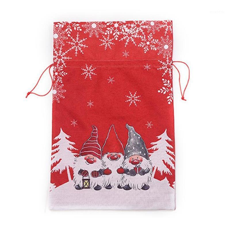 

Gift Wrap Christmas Decoration Linen Printed Forester Bag Drawstring Wrapping Children's Holiday Candy