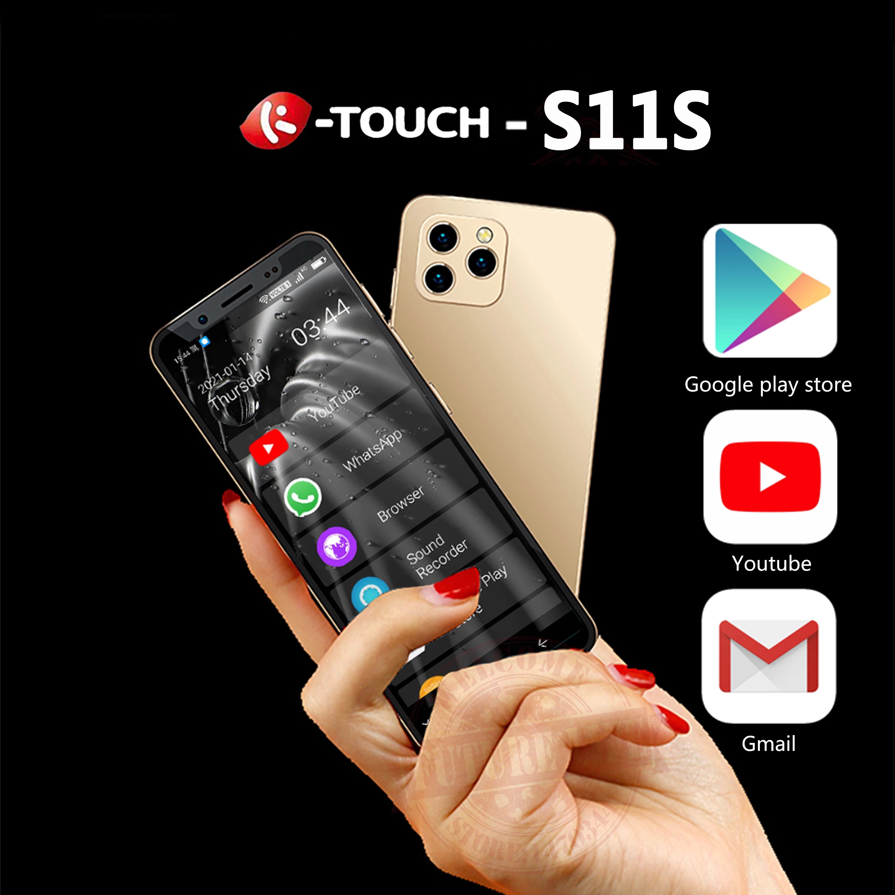 

Original K-touch S11S Mini Smartphone 4GB 64GB 4.8" android 9.0 Face ID Unlocked LTE 4G Dual Sim Card cellphone Support Google Play Small Student Mobile Phone, 2+16 black
