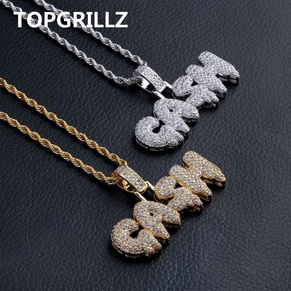 

TOPGRILLZ CASH Necklace&Pendant Gold Silver Color Iced Out Cubic Zircon Bling Jewelry Necklaces Gifts X0509