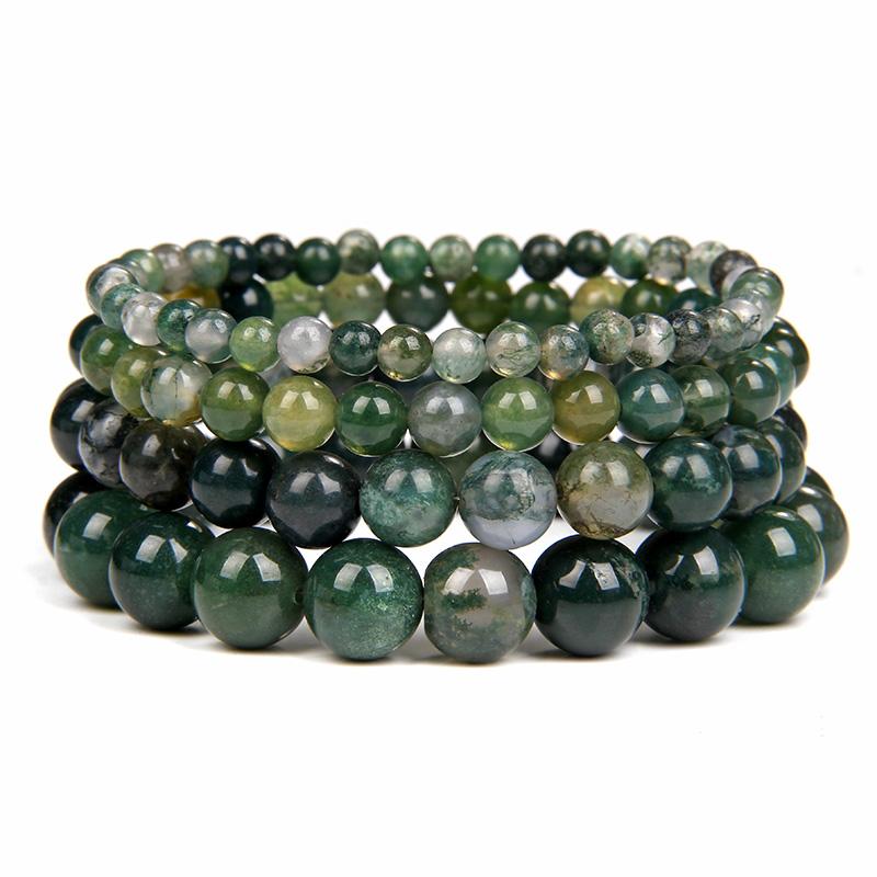 

Beaded, Strands Natural Green Moss Agates Beaded Bracelet Reiki Mineral Spiritual Healing Crystals Yoga Gift For Man Woman Wholesale