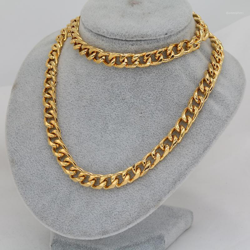 

Chains 6mm Width Mens Gold Color French 60cm Chain Necklace Classic Fashion Africa Men Women Cuba Curb Jewelry Gift