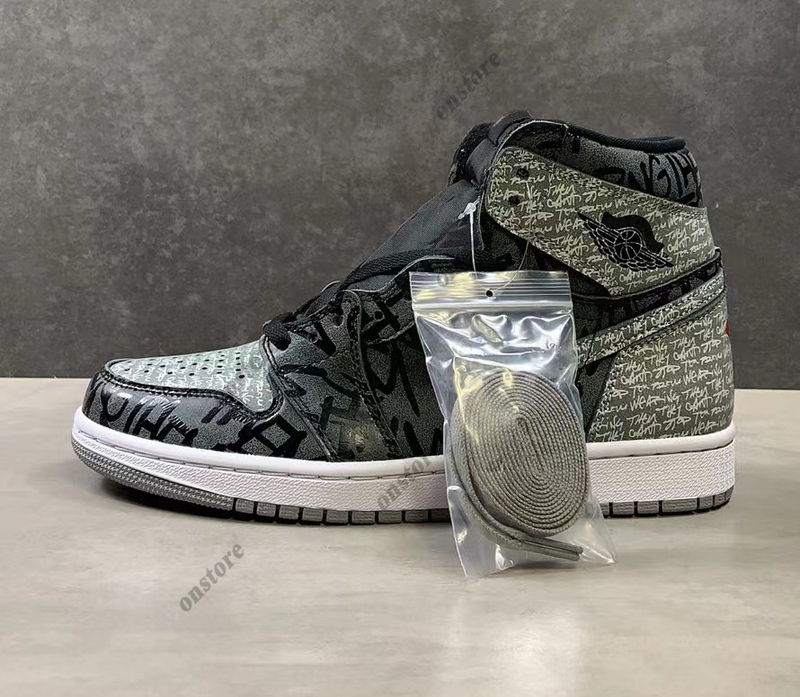 

1 High OG Rebellionaire Mens Basketball Shoes womens 1s Black White-Particle Grey outdoor Running Sports 555088-036 Sneakers With Original