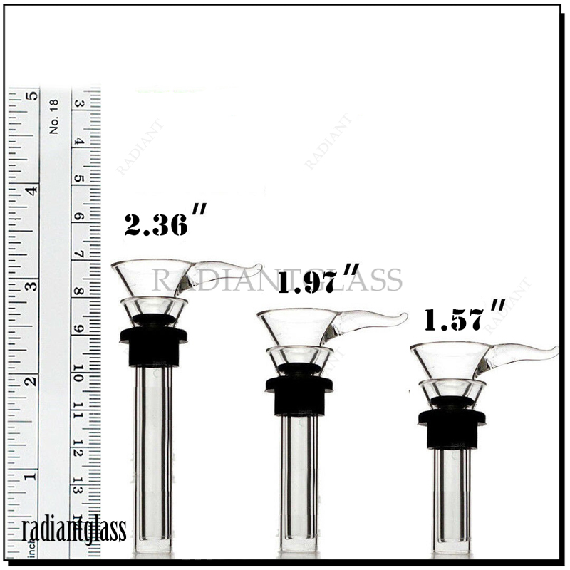 

Smoking pipe glass male slides and female stem slide funnel style with black rubber simple downstem for water pipes