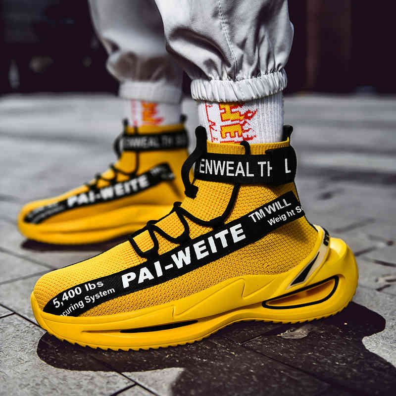 

Fashion High Top Running Shoes for Men Designer Breathable Sports Shoes Outdoors Thick Bottom Shock Absorption Jogging Gym Shoes, G112black