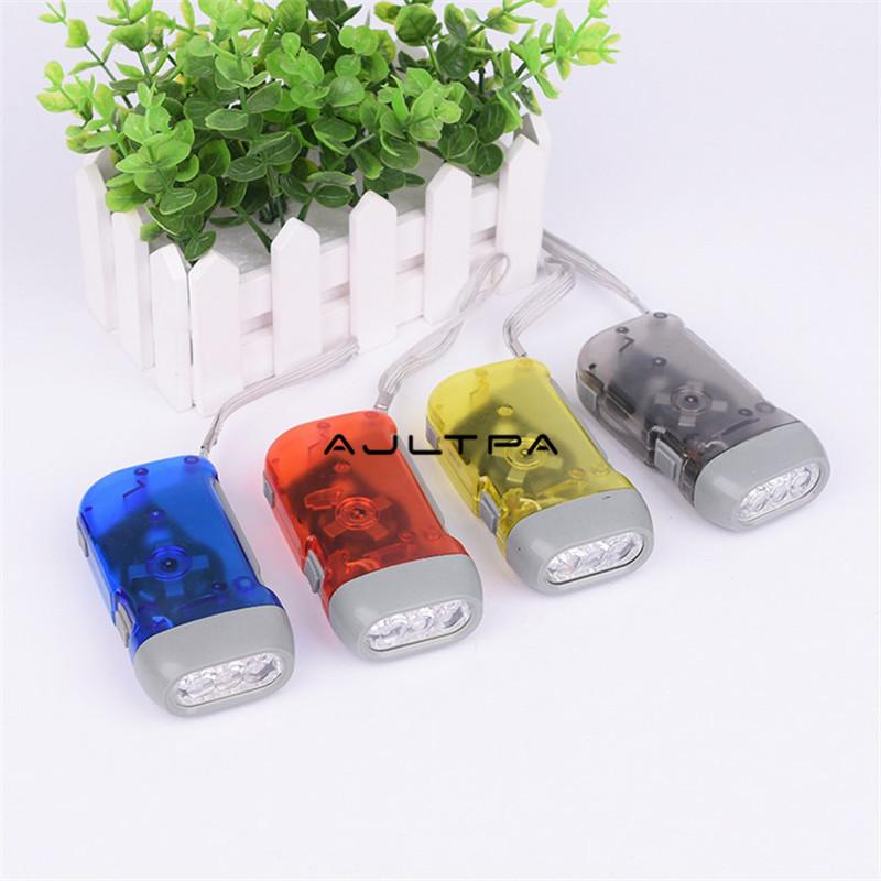 

50pcs/lot 3 LED Hand Pressing Dynamo Crank Power Wind Up Torch Light Press Camping Lamp Flashlights Torches