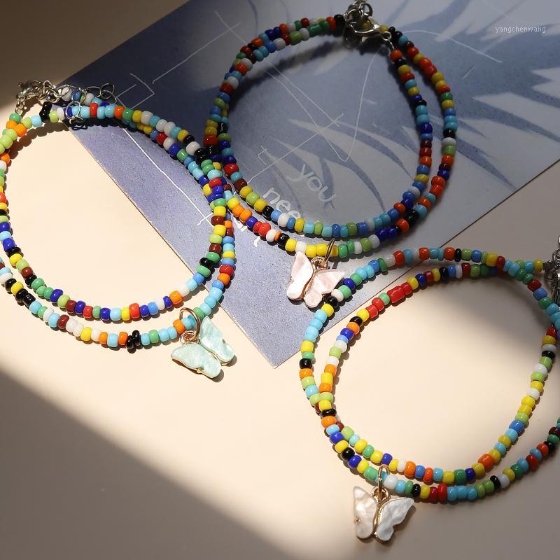 

Chains Simple Seed Beads Strand Necklace Women String Beaded Short Choker Jewelry Butterfly Pendant Chokers Gift