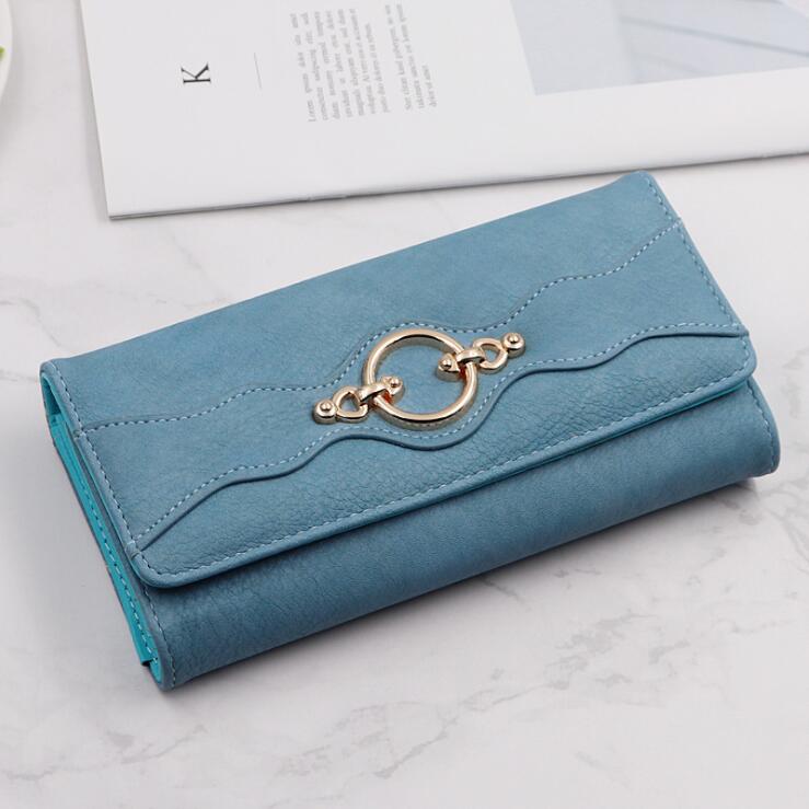 

Factory wholesale leather shoulder bag simple wild folding long wallets street fashion buckle women wallet multifunctional leathers storage coin purse, Grey3(boutique box)