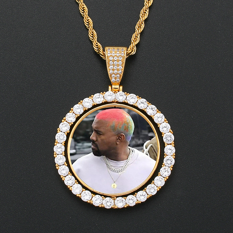 

Personalized Photo Necklace Men Women, Copper 18K Gold Plated Chain, Custom Picture Image Engrave Rectangular/Round Pendant Memorial Jewelry