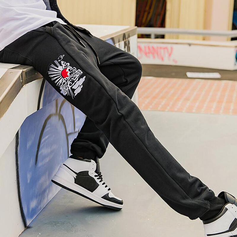 

Fashion Mens Embroidered Sport Sweatpants Joggers Hip Hop Streetwear Elastic Waist Trousers Track Guard Pants, Black