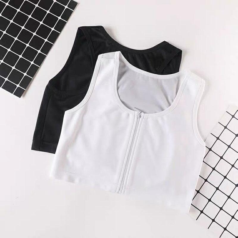 

Women's Shapers Chest Breast Binder Trans Les Lesbian Summer Breathable Iced Silk Buckle Short Shaper Corset Tomboy Undershirt Vest Tank Top, White-zipper