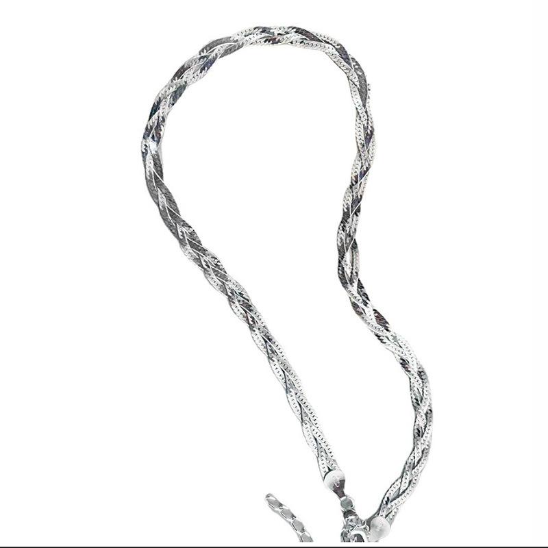 

Chains BOCAI Fashion Style Italian Snake Bone Chain 100% S925 Silver 2021 Trend Simple Braided Clavicle Ins Woman Necklace