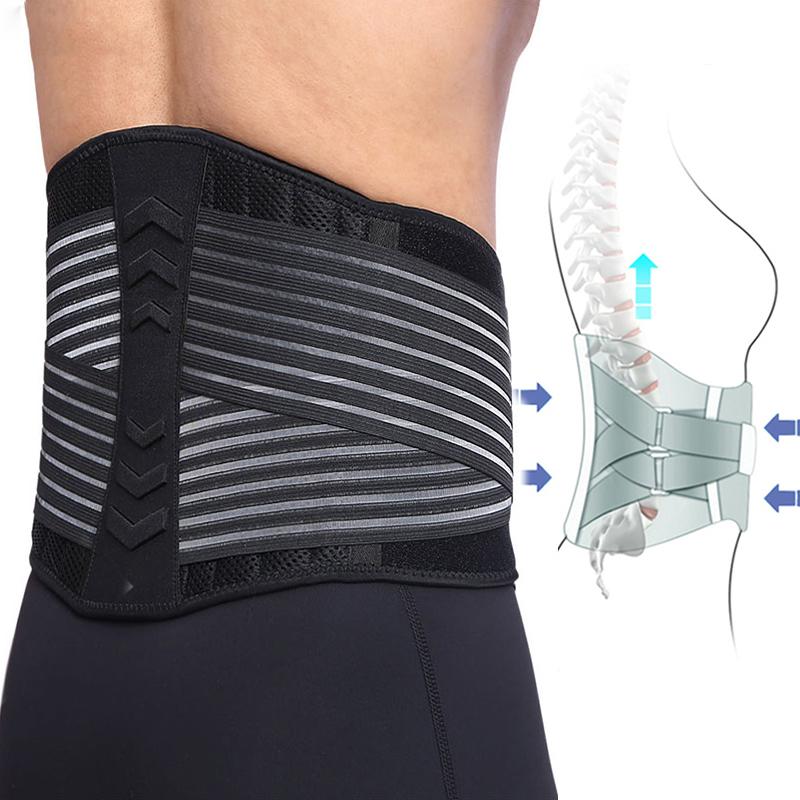 

Waist Support Adjustable Double Pull Strap 8 Spring Supported Pain Relief Belt Weightlifting Squat Fitness Band Unisex M-XL Code, Black;gray