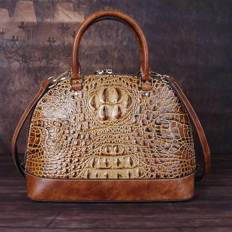 

Crocodile Pattern Genuine Leather Bag Women Handbag High Quality Female Vintage Messenger Shoulder Crossbody Bags Tote Shell n67W#