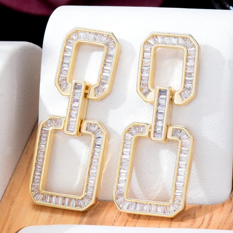 

Dangle & Chandelier Blachette Trendy Exquisite Geometric Square Zircon Pendant Earrings Women's High Quality Banquet Party Anniversary Daily