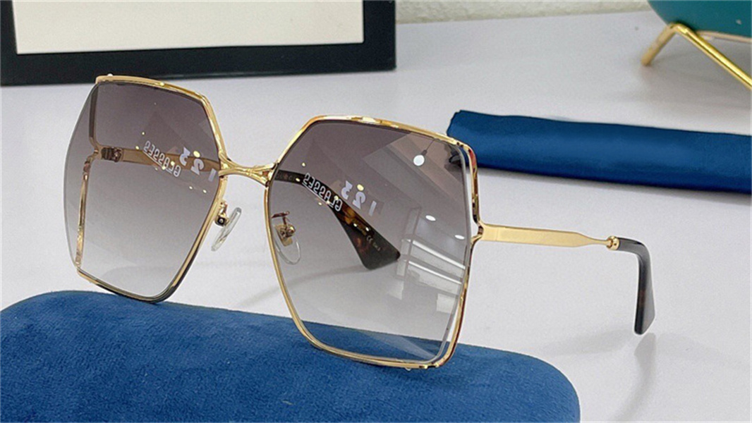 

New fashion design woman sunglasses 0817 metal full frame irregular lens spring leg trend and generous shape uv400 protective eyewear