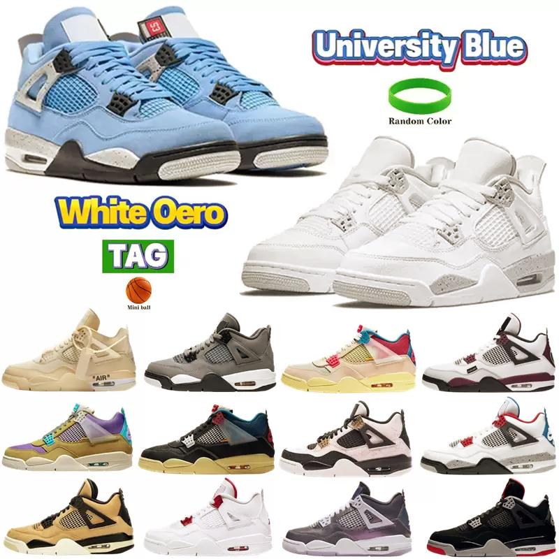 

2022 Mens Basketball Shoes 4 4s Jumpman University Blue Sail Cool Grey Oreo Black Cat Guava Ice Metallic Purple White Cement Shimmer Women Trainers Sneakers size 36-47, Box