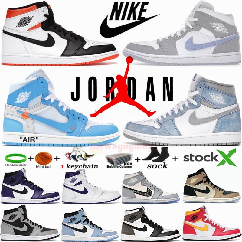 

Air Jordan Retro 1 Basketball Shoes Electro Orange Travis Scott University Blue Hyper Royal Union Dior UNC Off White Wolf Grey Jumpman 1s Me