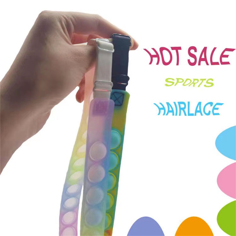 

Colorful Push Pop Bubble Sports Headband Fidget Finger Sensory Toys Hairlace Decompression Anti-stress Toy 71008F