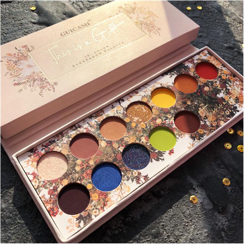 

GUICAMI Royal Peach Blossom Of 12 Color Eye Shadow Palette, 12 Golden Neutral Shades - Ultra-Blendable, Rich Colors with Velvety Texture, Customize