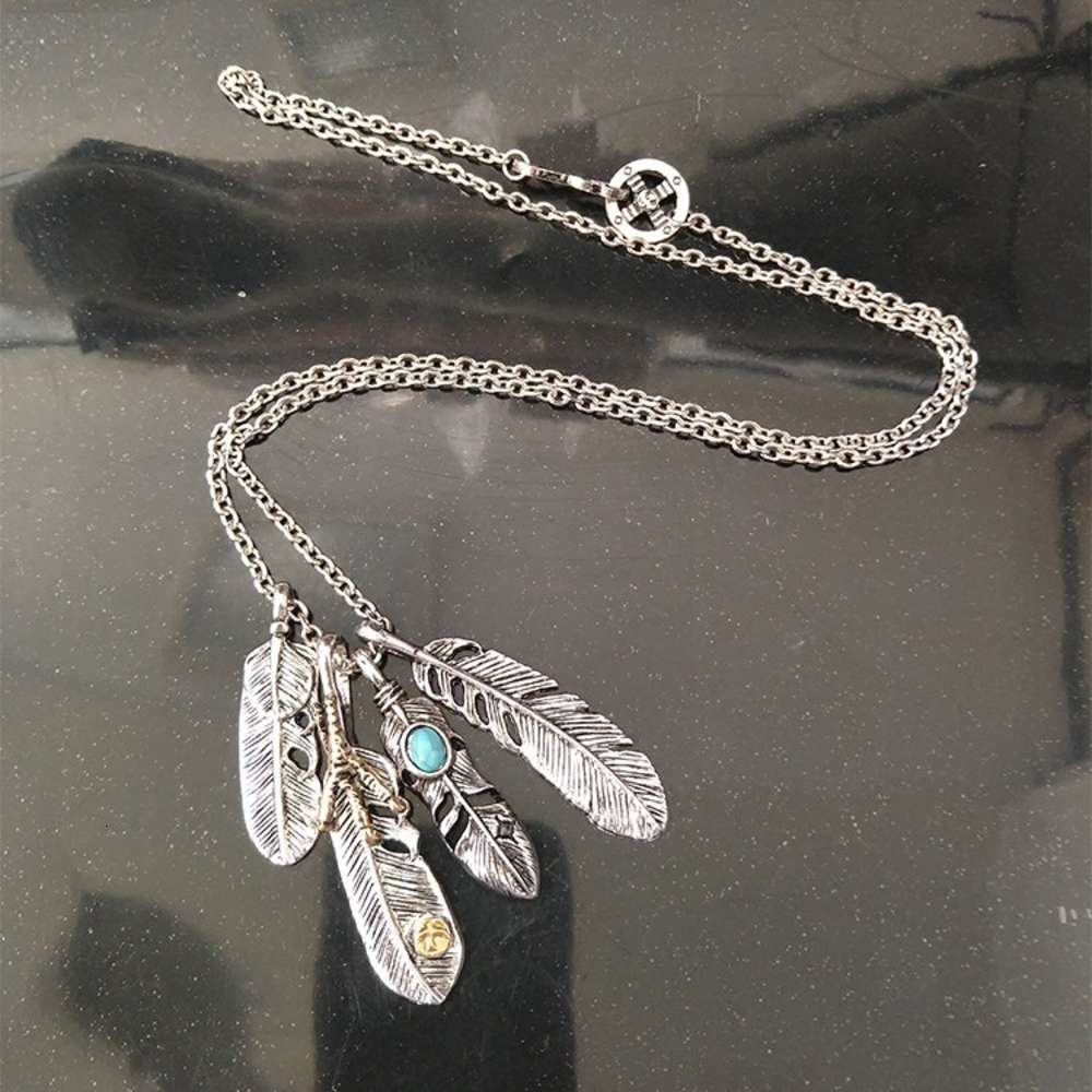 

necklaceKorean titanium steel feather star GD same fashion long men's necklace Takahashi Goros Pendant, Silver