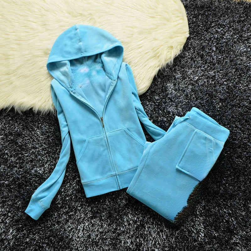 

Women'svelvet two-piece set, pants, juicy sportswear, high fashion sportswear, autumn and winter, White