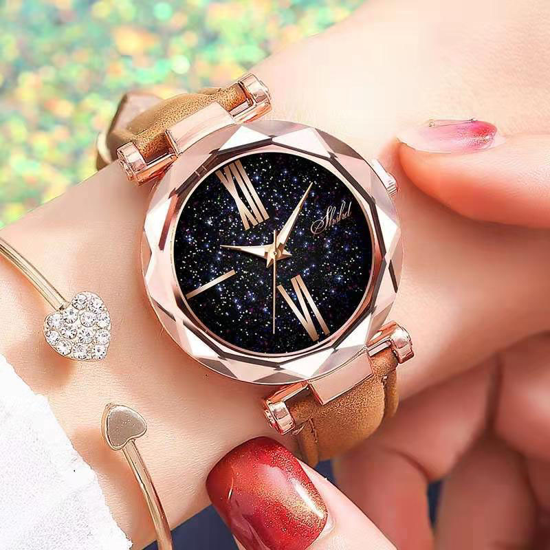 

Women watches 32mm Leather Strap Round Casual Wristwatches Waterproof Movement Quartz Watch, Color 1