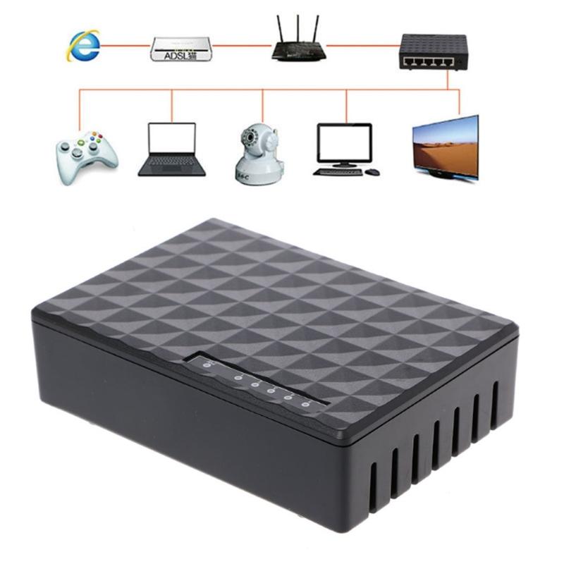 

Hubs 5-Ports Splitter Adapter RJ45 Fast Ethernet Network Dock Black Switch Un-managed Hub EU For Desktop Internet Access