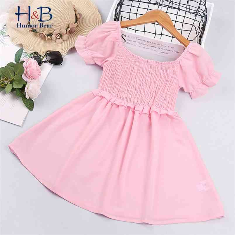

Girls Dress Summer short sleeve solid color Sweet Princess Party Fashion Toddler Kids Clothes 210611, Bz2471-pink