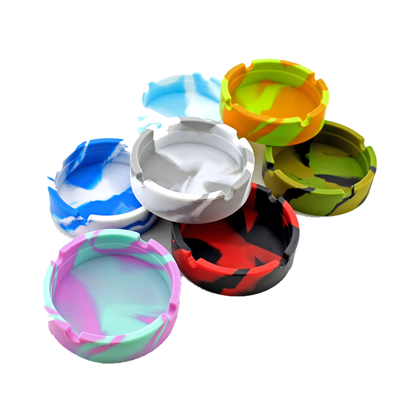 

Silicone Soft Round Ashtray Ash Tray Holder Luminous Portable Anti-scalding Cigarette Holders Multicolor Eco-Friendly 8.3x2.3CM