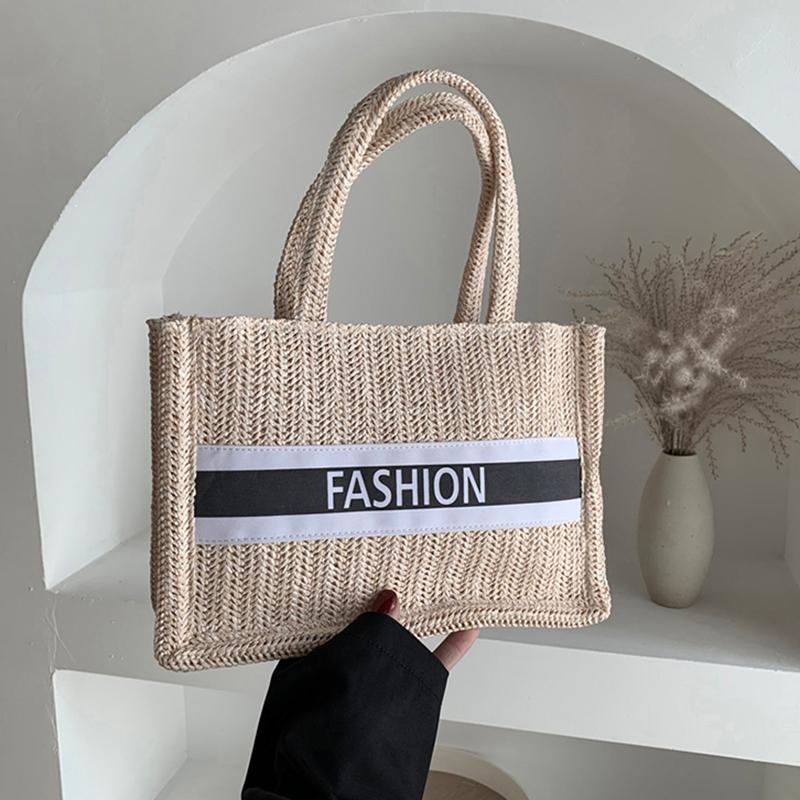 

Evening Bags Shoulder For Women Handbags Beach Designer Bolsas Fashion Summer Korean Simple Quality Straw Female Women's Bag 2022, Beige