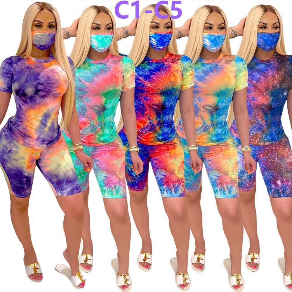 

Women Tracksuits Two Piece Set Designer Tie Dye T Shirt Summer Printed Short Sleeve Shorts Outfits Fashion Casual Jogging Suits 10 Styles, H1-h4(s-xxxl)