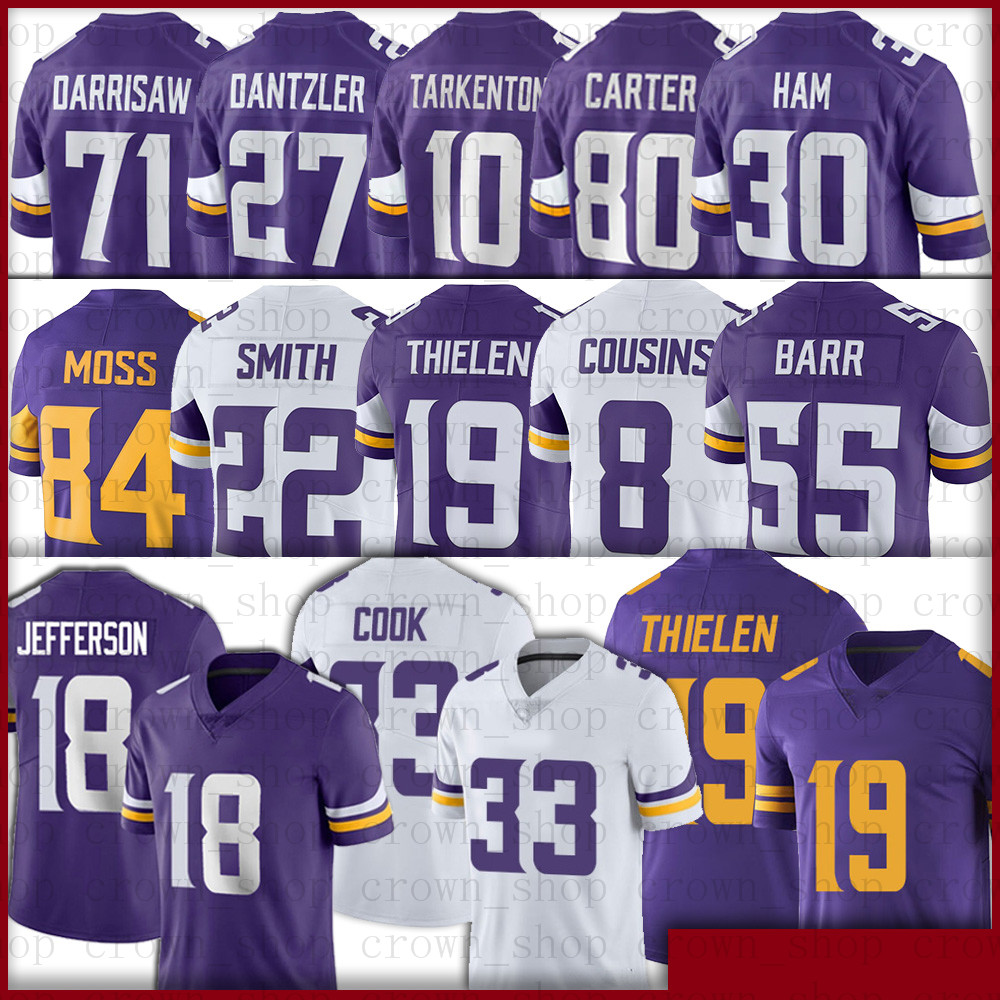 

19 Adam Thielen 18 Justin Jefferson Harrison Smith Jersey DANIELLE HUNTER Dalvin Cook Kirk Cousins Randy Moss Cameron Dantzler Fran Tarkenton, Men(wei jing)