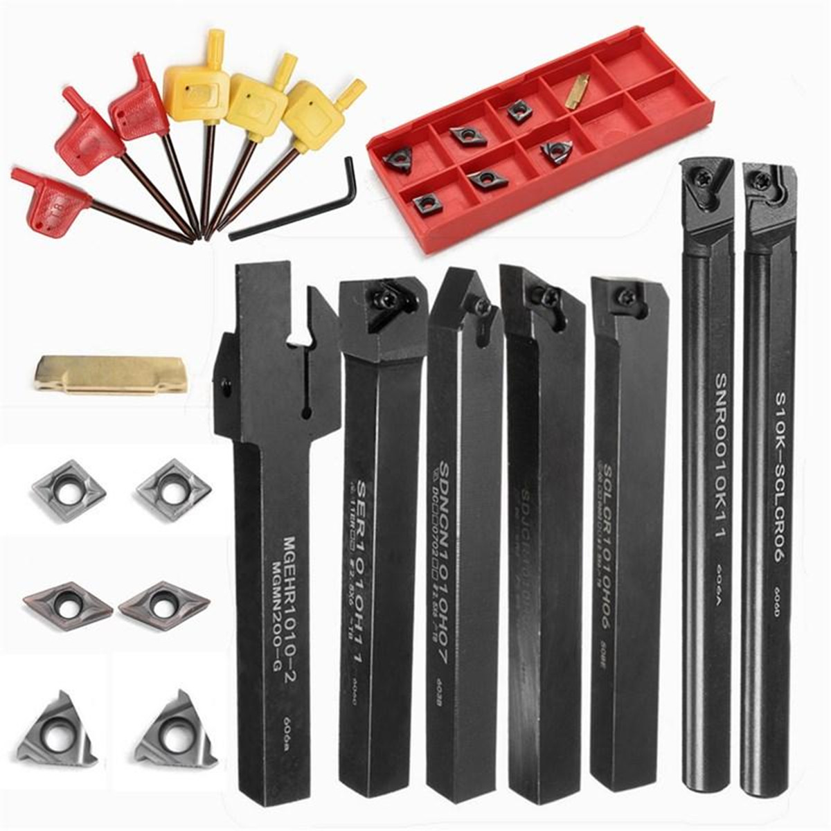 7pcs 12mm Shank Lathe Boring Bar Turning Tool Holder Set With Carbide Inserts CNC Cutting Tool Holder Lathe Turning Tool Set-image-736159688