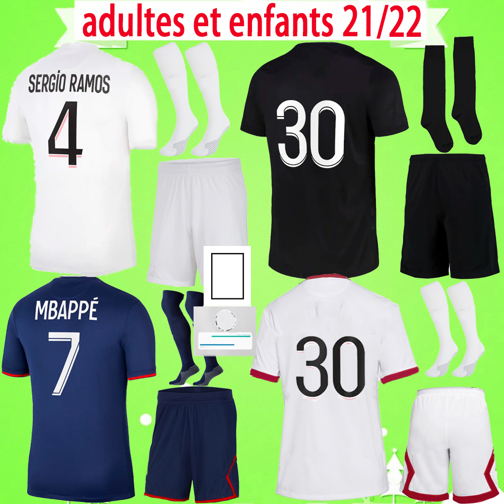 

Adult and Kids kit with socks Paris Soccer Jerseys 2022 2023 MBAPPE SERGIO RAMOS child suit football Shirts 22 23 DI MARIA VERRATTI boys sets psgs mens third 3rd fourth, 2021/2022 kit with socks