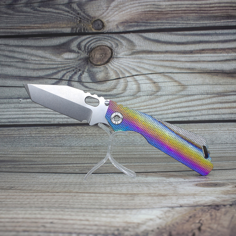 

EVIL EYES customized folding knife MSC SNG CC #24 performance crystalline titanium handle stonewashing tanto m390 blade perfect pocket EDC t