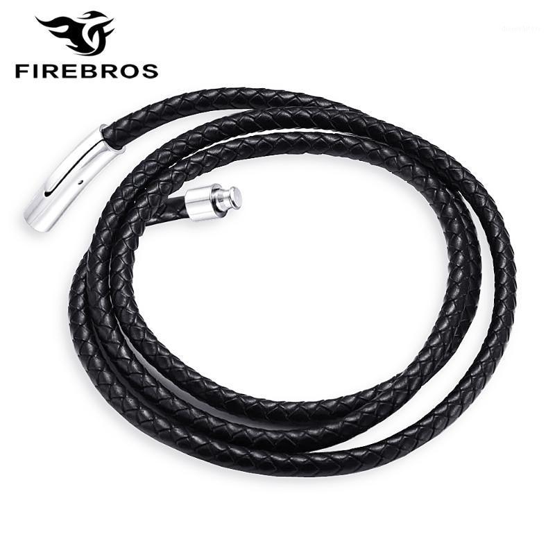 

Stainless Steel Clasp Braided Black Genuine Leather Rope Cord Necklace Men Women Jewelry Gift Choker Long Chain On Neck Chains