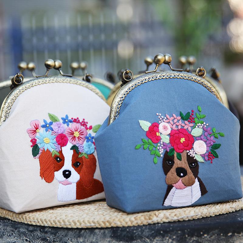 

Other Arts And Crafts DIY Dog Embroidery Kit Of Portable Kissing Bag Pattern Printed Cross Stitch Handicraft Set Handmade Sewing Art Craft G