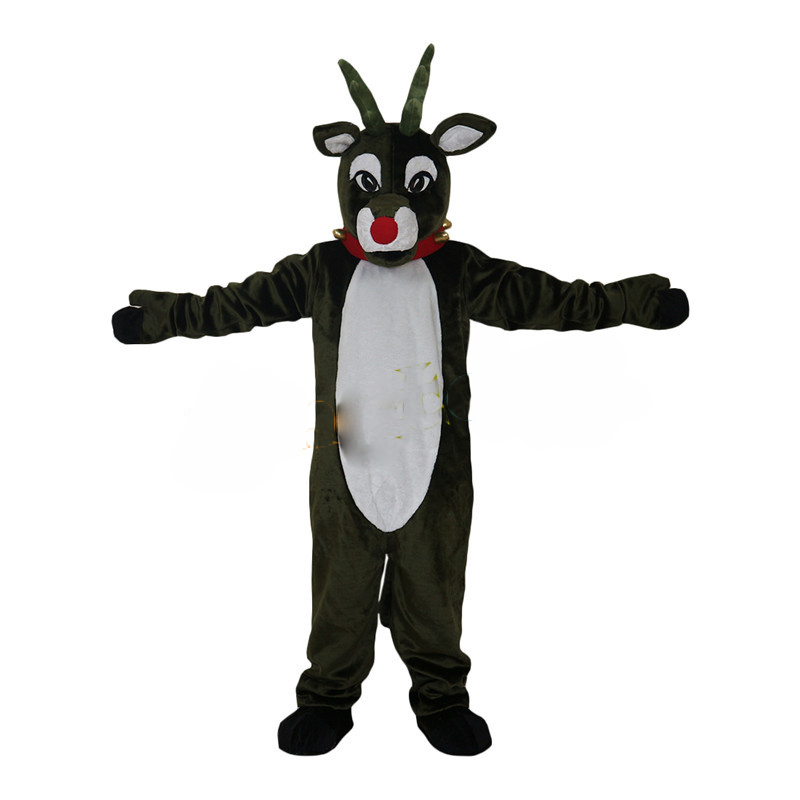 Mascot CostumesDark Green Plush Christmas Deer Fursuit Head for Adult Mascot Furry Animal Fancy Party Game Clothes Stage Show