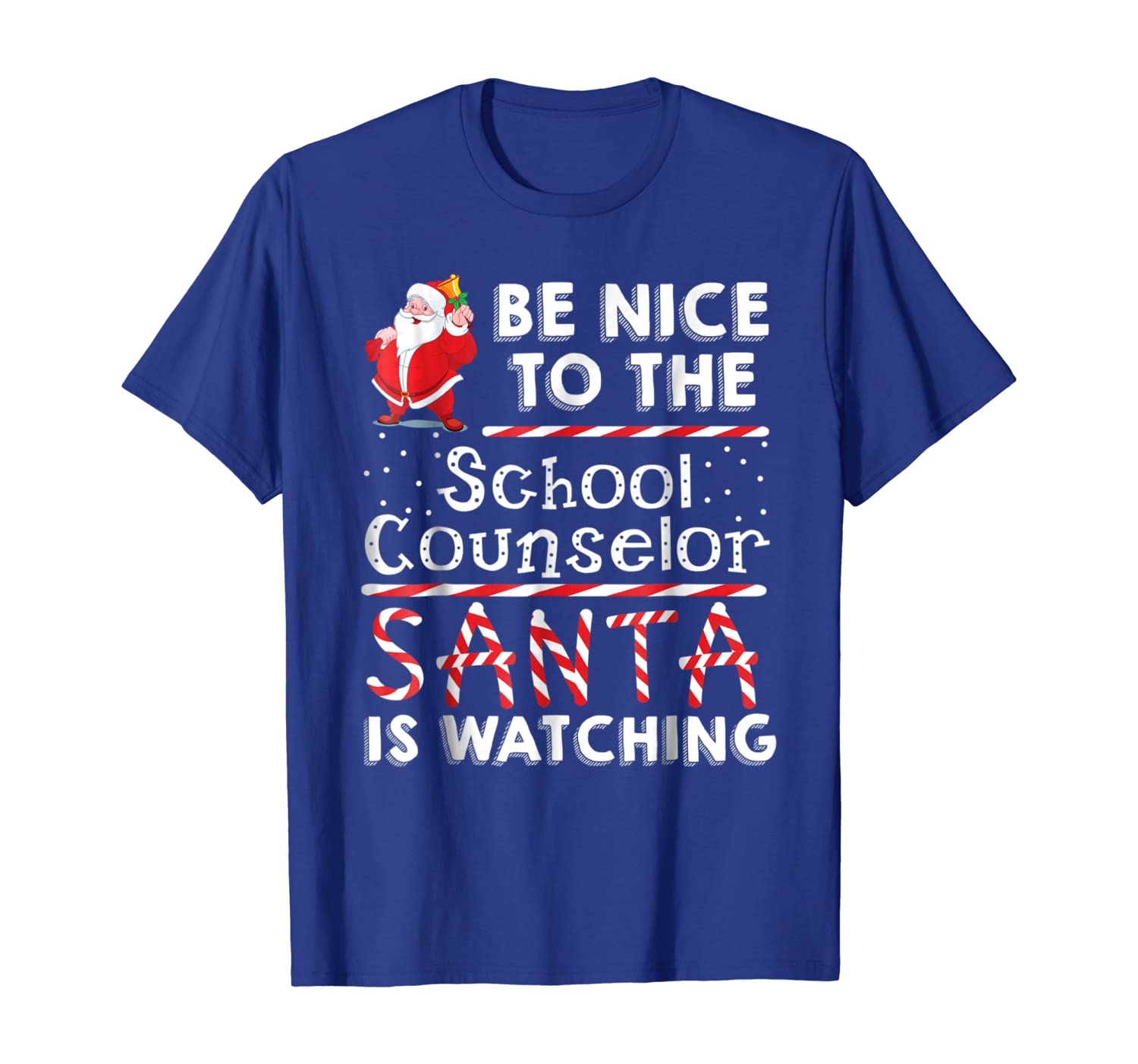 

be nice to the school counselor t-shirt funny santa gift tee, White;black