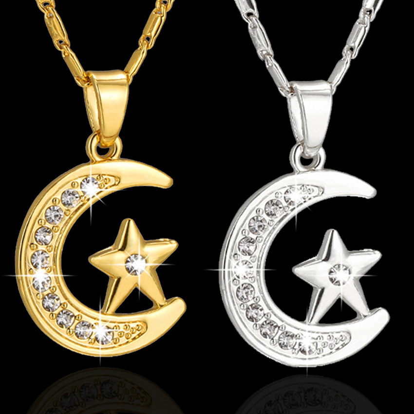 

Crystal Star Moon Pendant Necklace Silver Gold Chain Necklaces for Women Children Fashion Jewelry Will and Sandy
