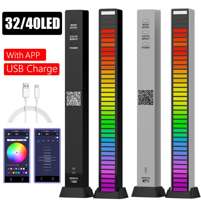 

Night Lights 40LED Strip Light RGB Sound Control App Pickup Voiceactivated Rhythm Color Ambient Car Party Bar Lamps Of Music