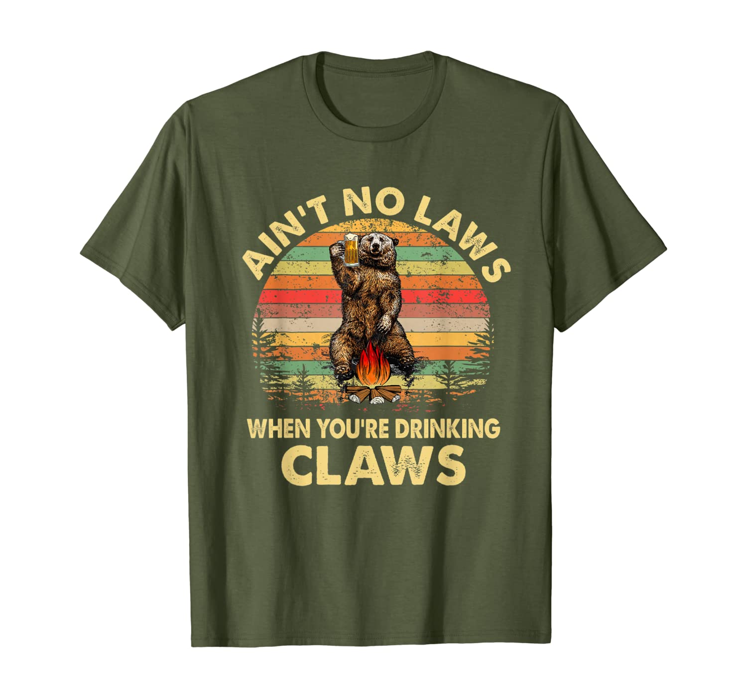 

vintage bear ain't no laws when you're drinking claws t-shirt, White;black