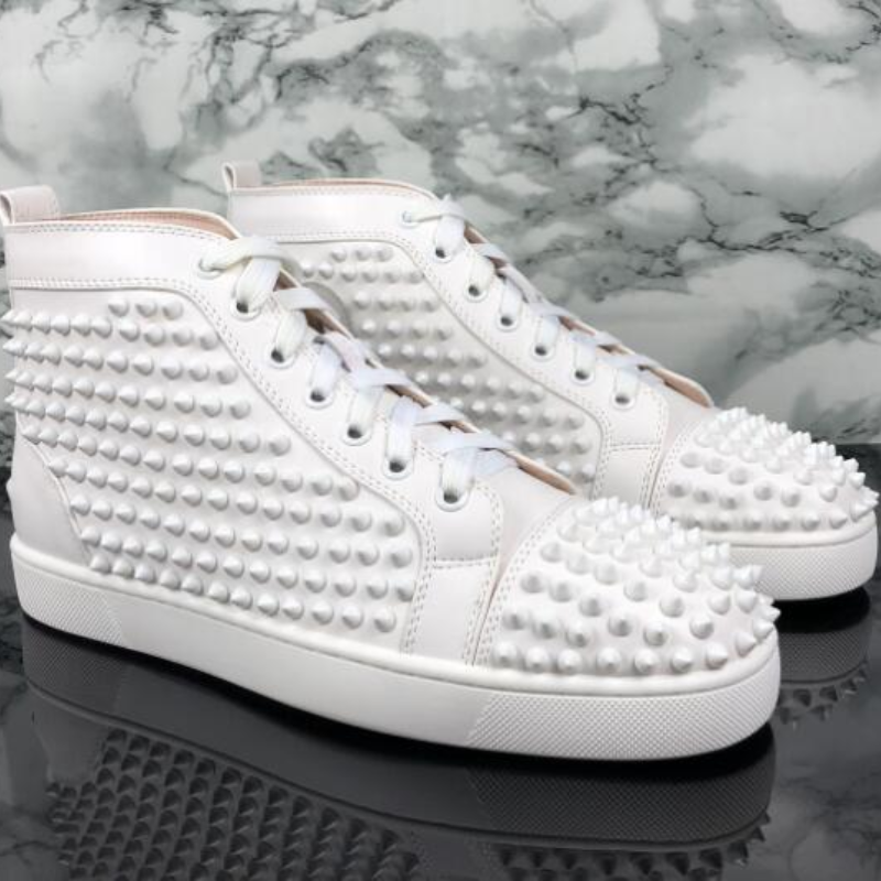 Men Trainers Sneakers Tennis Spike High-top Casual Shoes Women Sneakers Shoes Real Leather Luxury Design Street Chaussures fdgsdqqad